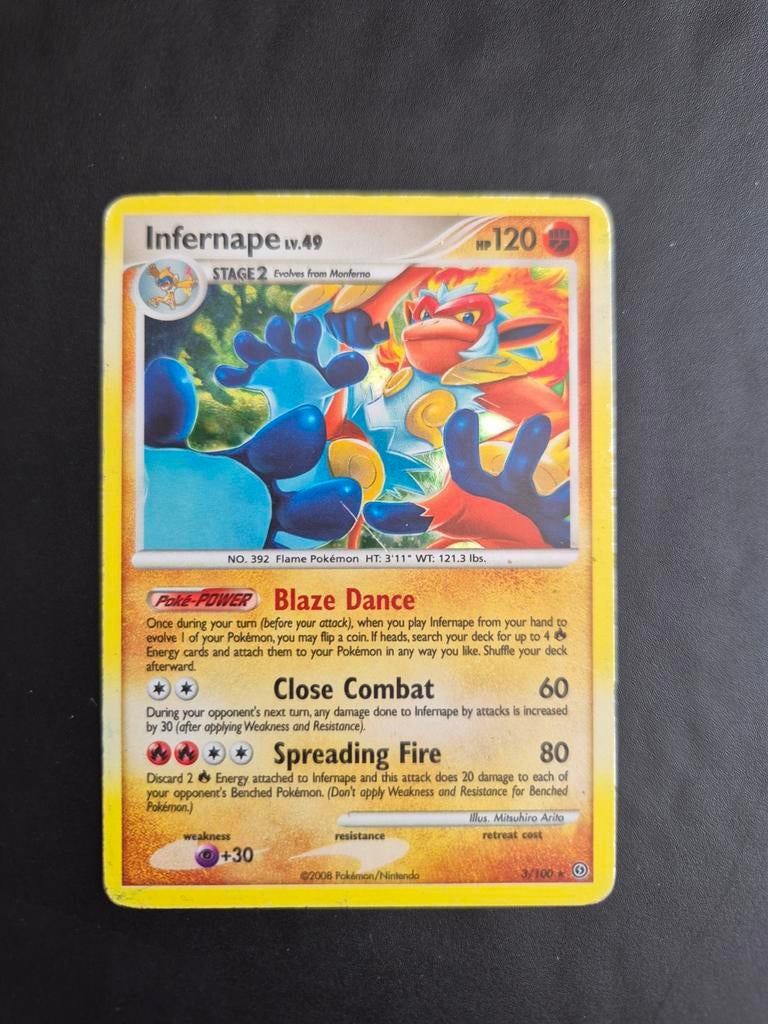 Infernape Holo Pokémon Kaart - Zeldzaam Verzamelobject, Ophalen of Verzenden, Gebruikt, Losse kaart, Foil
