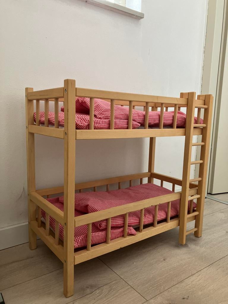Poppenbed stapelbed van hout, Ophalen, Gebruikt, Babypop