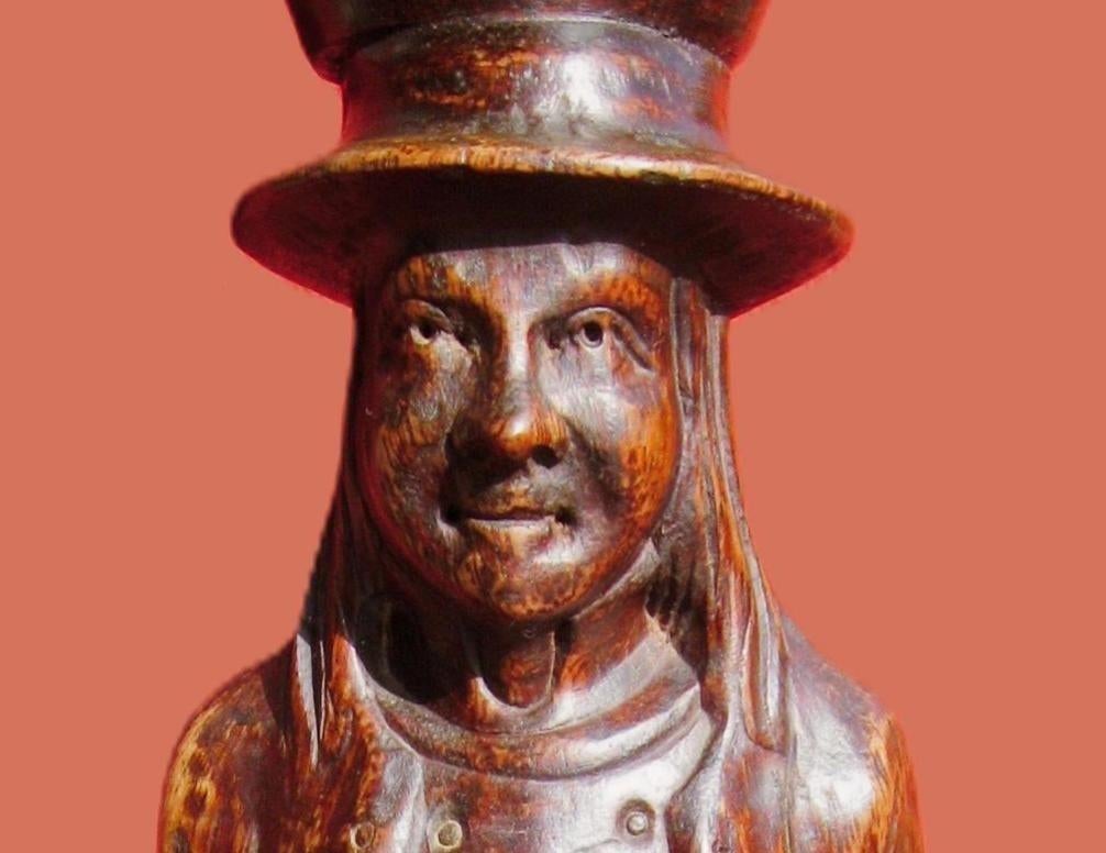 Eshouten bijzettafel Engelse pied de stal- man als voetstuk., Ophalen