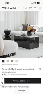 Westwing Lesley Salontafel Marmerlook Zwart B90 H40 D50, Ophalen, Overige materialen, 50 tot 100 cm, Zo goed als nieuw
