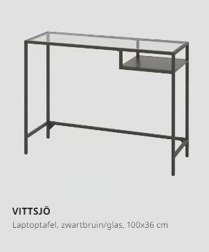 IKEA VITTSJÖ laptop tafel / bureau 100x36, Ophalen, Zwart, Zo goed als nieuw, IKEA
