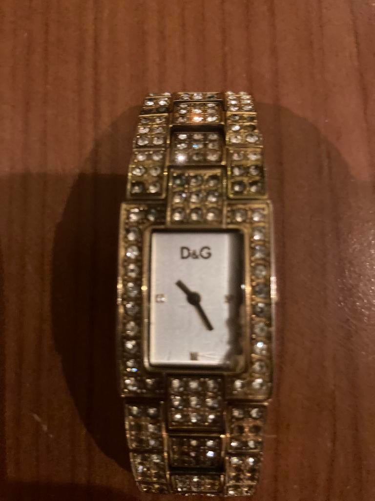 D&G Dolce&Gabbana dames horloge met stras steentjes., Ophalen, Zo goed als nieuw, Staal, Dolce & Gabbana