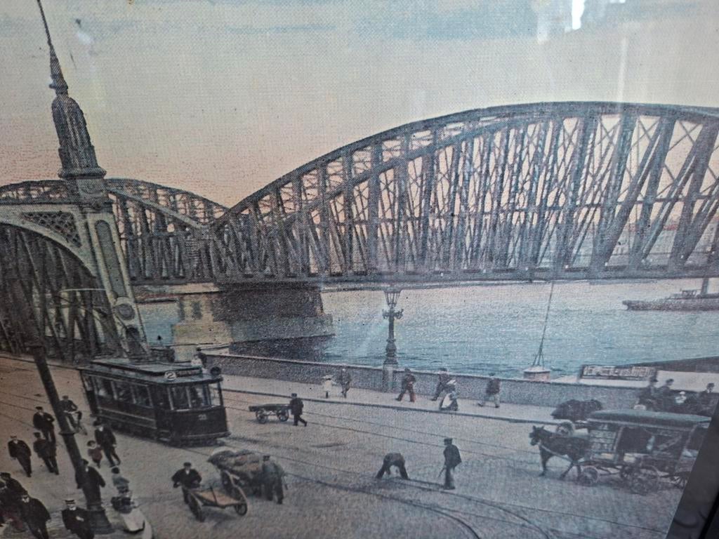 Oud schilderij Rotterdam Maasbruggen, Antiek en Kunst, Kunst | Schilderijen | Klassiek, Ophalen