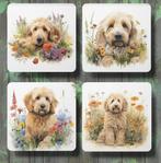 Goldendoodle Aquarel onderzetters met houder, Ophalen of Verzenden, Nieuw, Glas of Kopje