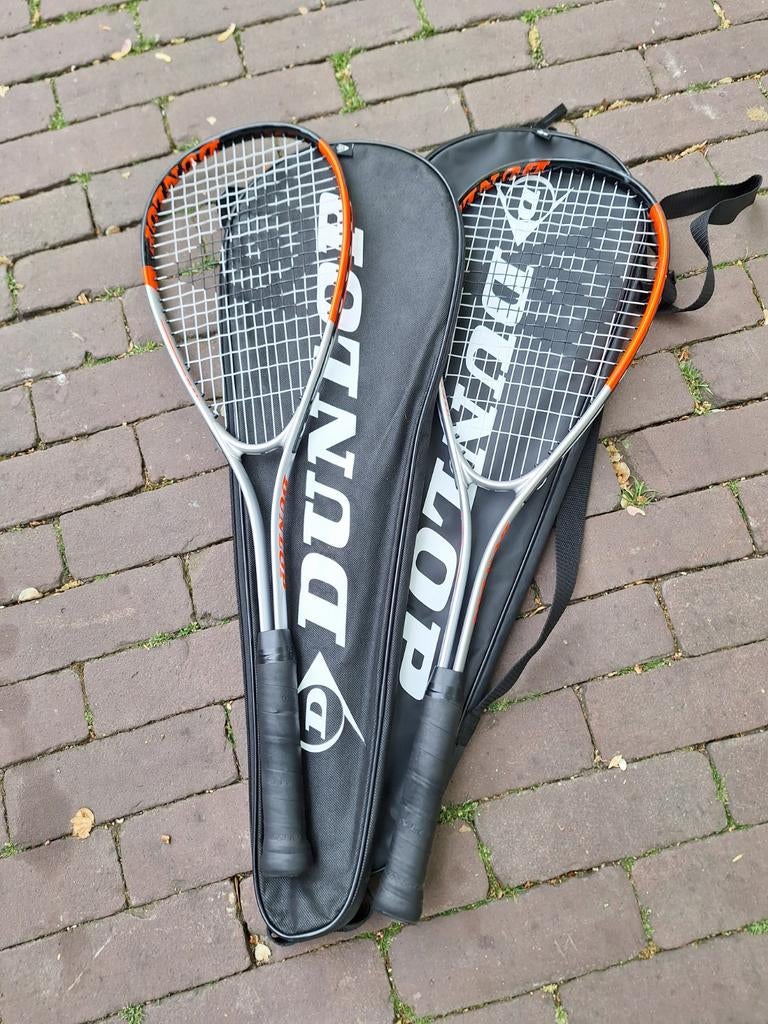 Dunlop Squash Rackets Set met Hoes - Zo Goed als Nieuw, Sport en Fitness, Squash, Zo goed als nieuw, Racket, Met hoes, Ophalen of Verzenden