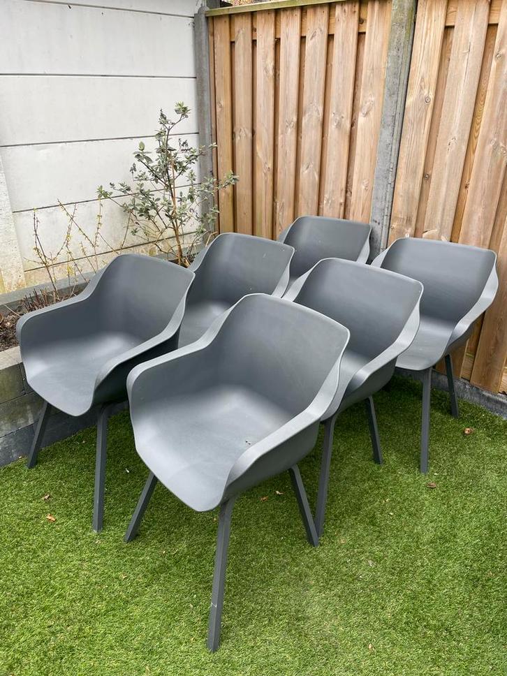 Grijze Hartman Sophie tuinstoelen 6 stuks, Tuin en Terras, Tuinstoelen, Gebruikt, Kunststof, Ophalen