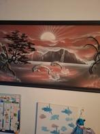 3D Schilderij Dolfijnen in de Baai - Zonsondergang, Ophalen of Verzenden