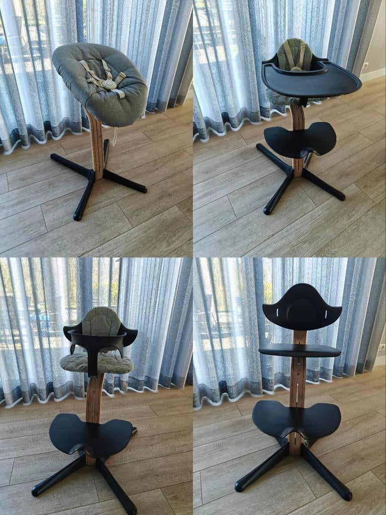 Stokke Nomi kinderstoel met newbornset en kussen, Ophalen, Zo goed als nieuw, Meegroeistoel, Gordel(s)