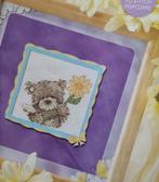 Popcorn beertje met zonnebloem borduurpakketje, Ophalen, Nieuw, Handborduren, Borduurpakket