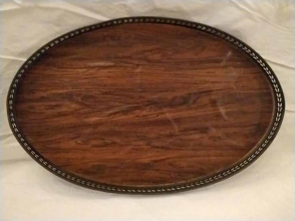 Houten dienblad met metalen rand, Antiek en Kunst, Ophalen of Verzenden