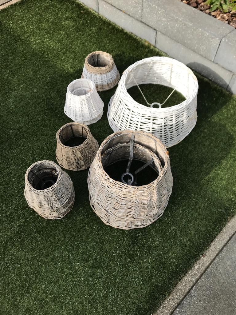 Rieten lampenkappen, Huis en Inrichting, Lampen | Lampenkappen, 25 tot 50 cm, Bruin, Rond, Ophalen of Verzenden