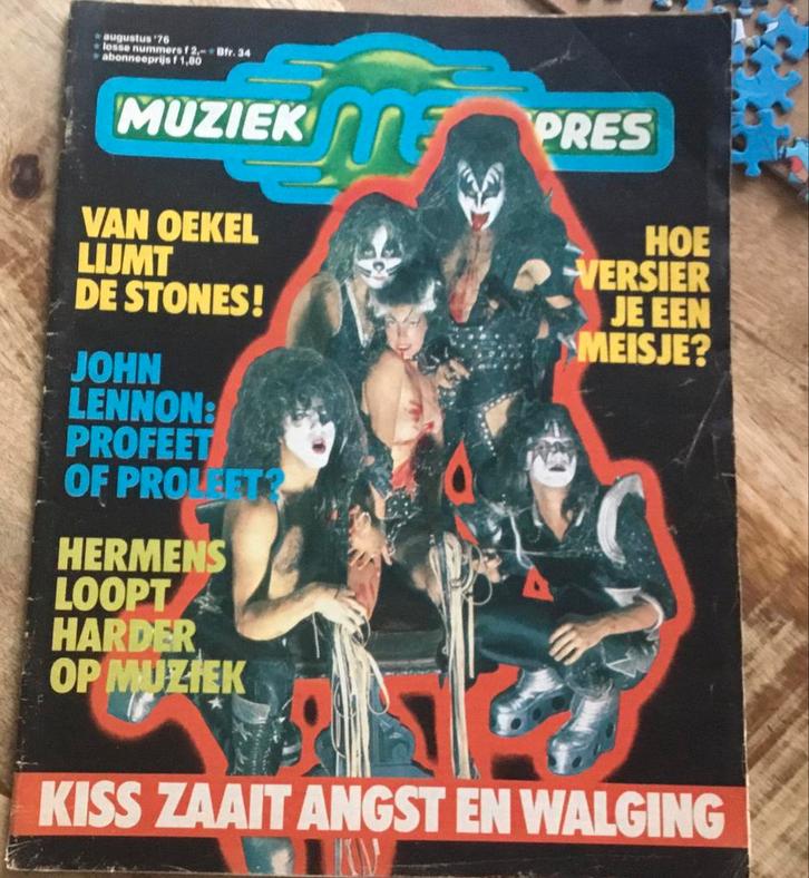 Muziek Expres 1976 met Kiss - Prachtig exemplaar!, Boeken, Tijdschriften en Kranten, Zo goed als nieuw, Muziek, Film of Tv, Ophalen of Verzenden