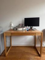 Oak wood study desk/table with drawer, 100 tot 150 cm, Minder dan 50 cm, Rechthoekig, 50 tot 100 cm