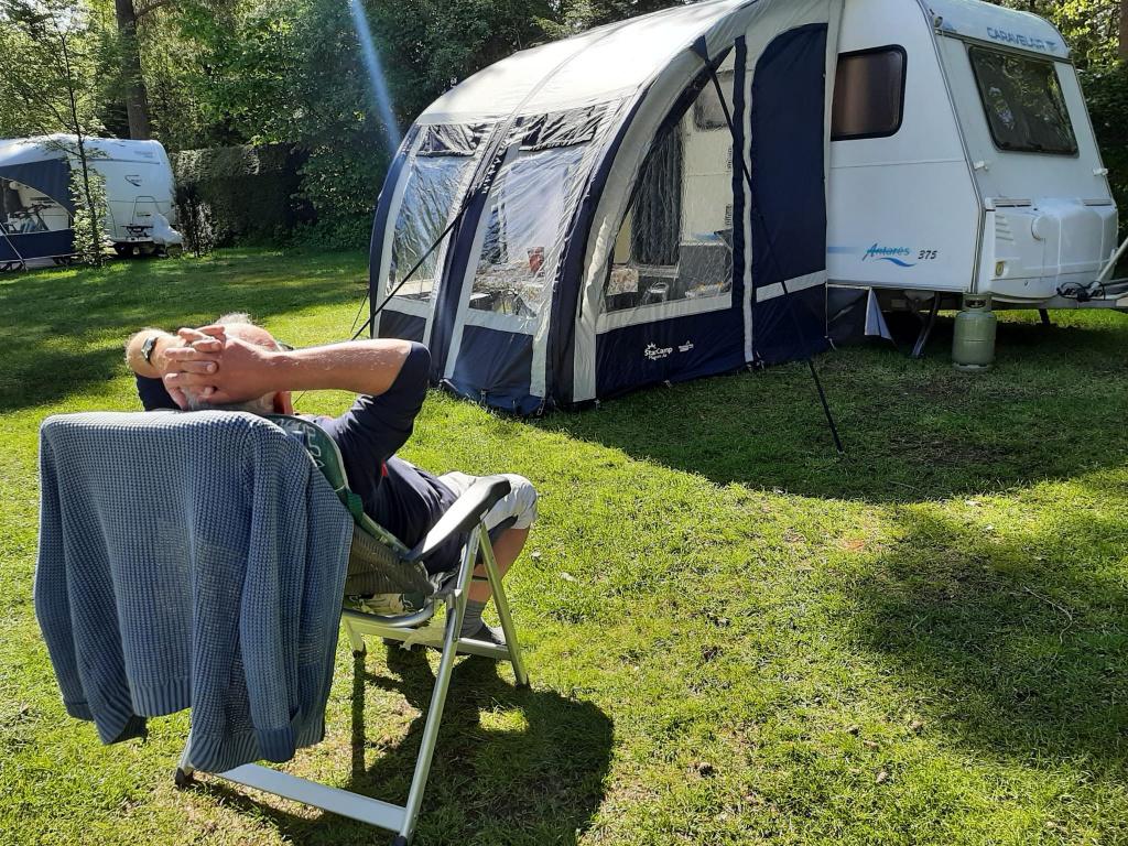 Te koop een opppomptent  voor caravan, Ophalen of Verzenden, Zo goed als nieuw