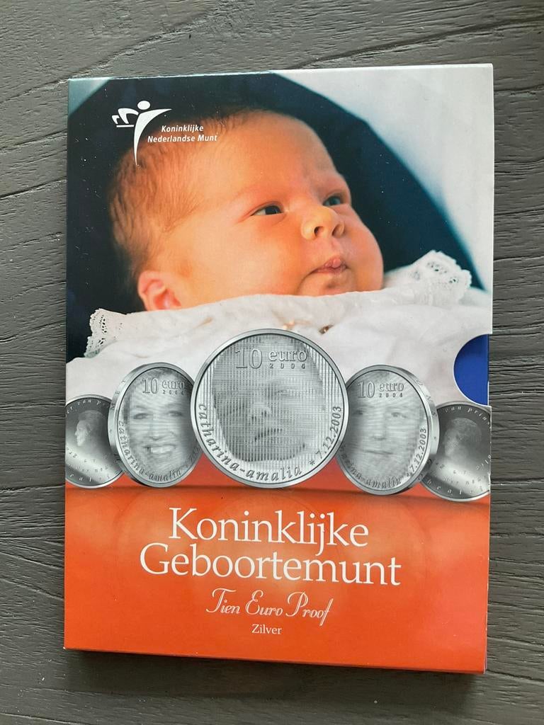 10 euro zilveren geboorte munt van Amalia 2003, Koningin Beatrix, Euro's, Ophalen of Verzenden, Losse munt