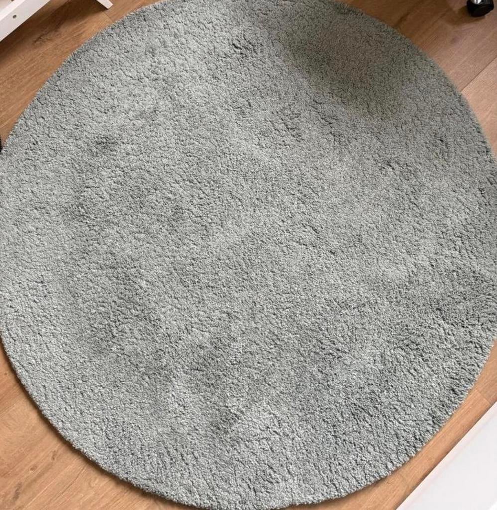 Groen rond Ikea Adum vloerkleed, Rond, Ophalen of Verzenden, Zo goed als nieuw, Groen