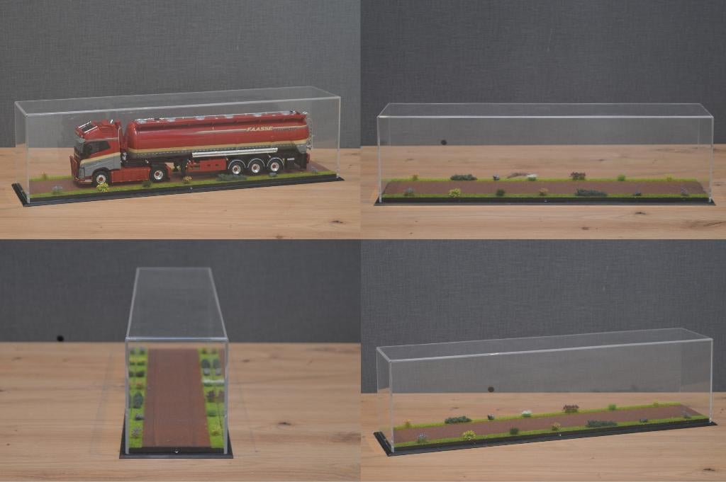 Dioramavitrine trekker+trailer, Rode klinkers (42x9x11cm), Ophalen of Verzenden, Nieuw, Bus of Vrachtwagen, Tekno