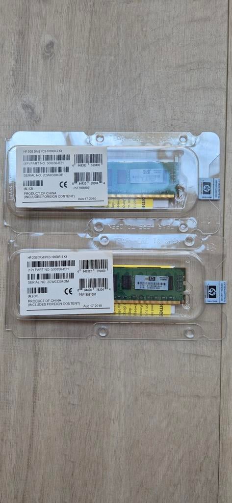 HP 2x 2GB PC3-10600R-9 RAM Kit, Ophalen of Verzenden, Nieuw, DDR3, Desktop