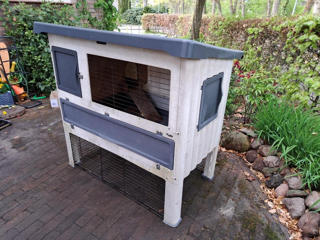 Ferplast konijnenhok, eventueel met ren en toebehoren, Dieren en Toebehoren, Ophalen, 90 cm of meer, Konijn, Hok