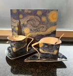 2 Porseleinen Kop & Schotels Sterrennacht Van Gogh + Lepels, Nieuw, Ophalen of Verzenden, Overige stijlen, Kop(pen) en/of Schotel(s)