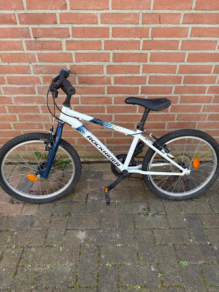 Rockrider kinderfiets 20 inch - Wit/Blauw, Ophalen, Gebruikt, 20 inch, Handrem