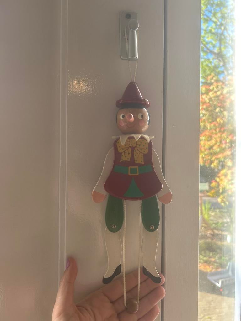 Vintage Sevi Pinokkio, handgemaakte trekpop, Antiek en Kunst, Antiek | Speelgoed, Ophalen of Verzenden