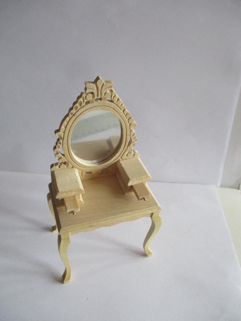 poppenhuis blankhouten kaptafel, Verzamelen, Poppenhuizen en Toebehoren, Ophalen of Verzenden, Zo goed als nieuw, Decoratie