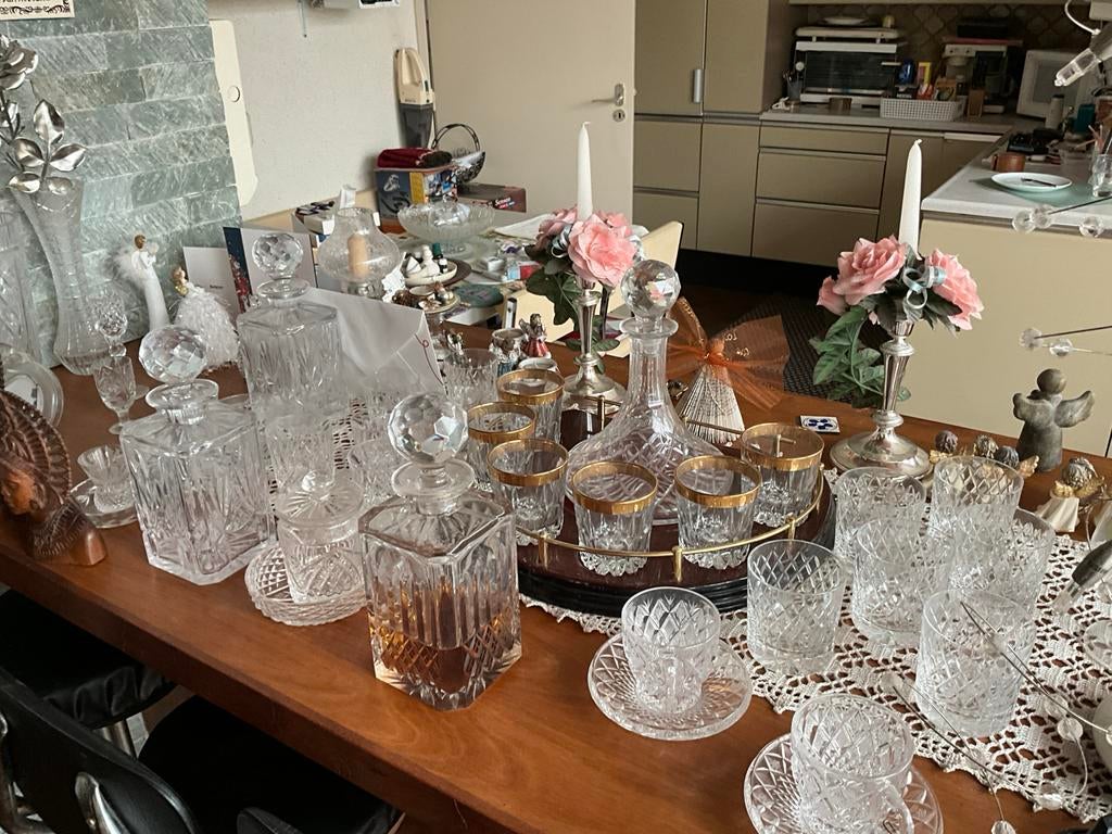 Kristallen Glazen + karaf met gouden rand glazen TEAB, Ophalen