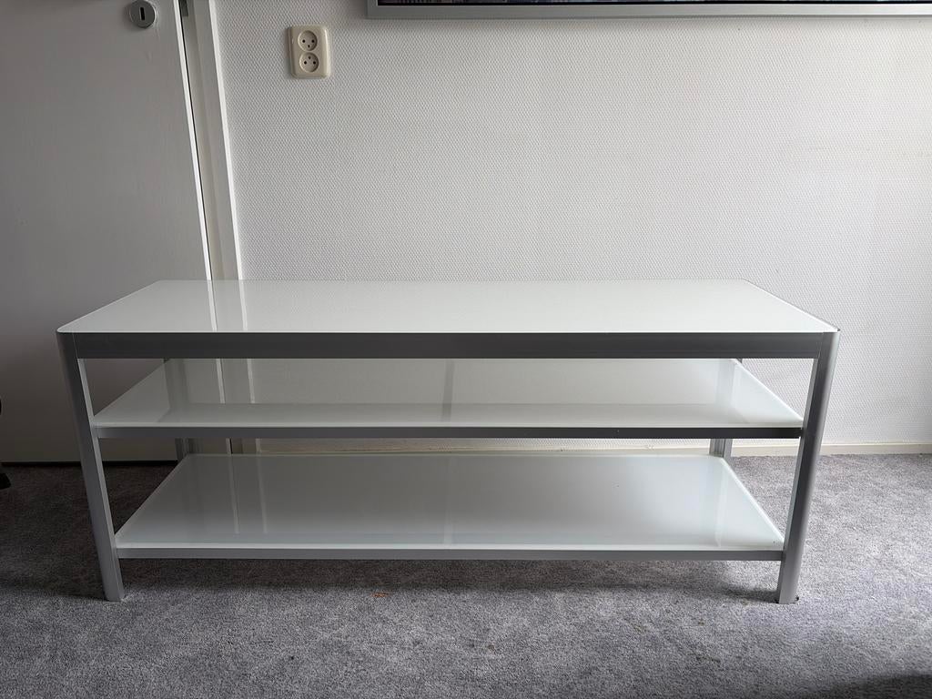 Tv kastje met glazen platen, Huis en Inrichting, Ophalen, Gebruikt, 100 tot 150 cm, Glas