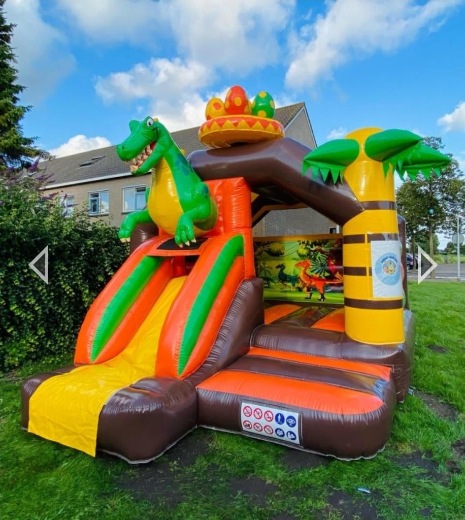 Springkussen te huur feest kinderen jungle dino unicorn, Ophalen, Zo goed als nieuw, Verjaardag