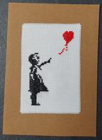 kaart met geborduurde "balloon girl" van Banksy (1908), Ophalen of Verzenden, Nieuw, Overige thema's