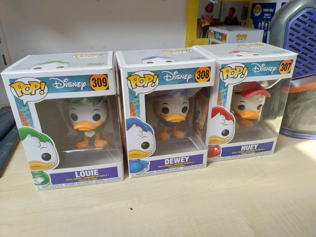 Funko Pop Kwik Kwek Kwak van Donald Duck (307, 308, 309), Kinderen en Baby's, Speelgoed | Actiefiguren, Zo goed als nieuw, Ophalen of Verzenden