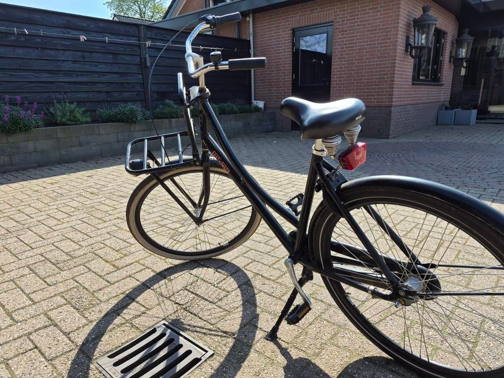 Zwarte Union transportfiets met voordrager, Terugtraprem, Ophalen, Overige merken, 53 tot 56 cm