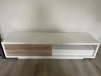 TV meubel hoogglans wit met hout, Ophalen, 150 tot 200 cm, Zo goed als nieuw, Minder dan 100 cm