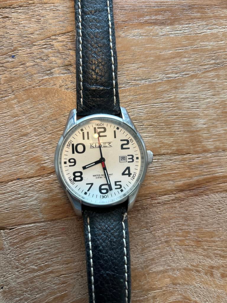 Kiber Watch Horloge - Nederlands Merk met Leren Band, Overige merken, Staal, Polshorloge, Ophalen of Verzenden