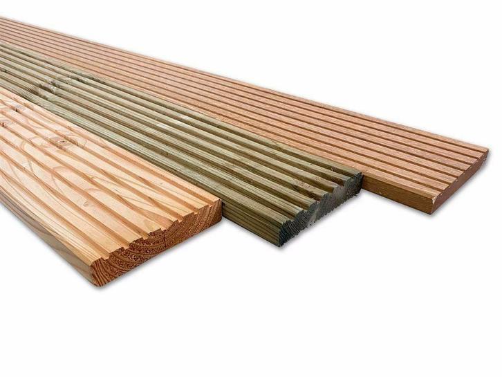Vlonderplanken | Terras planken, Terrasdelen Hardhout Lariks, Tuin en Terras, Palen, Balken en Planken, Nieuw, Planken, 250 cm of meer