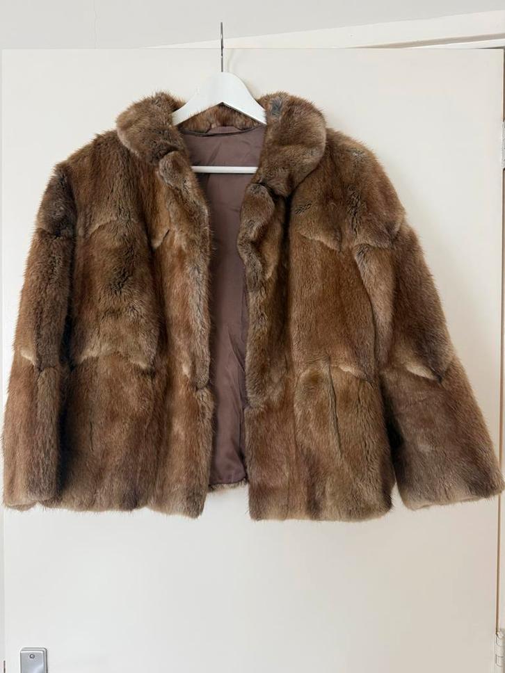 Elegante nertsen bontjas, Kleding | Dames, Jassen | Winter, Gedragen, Maat 38/40 (M), Bruin, Ophalen of Verzenden