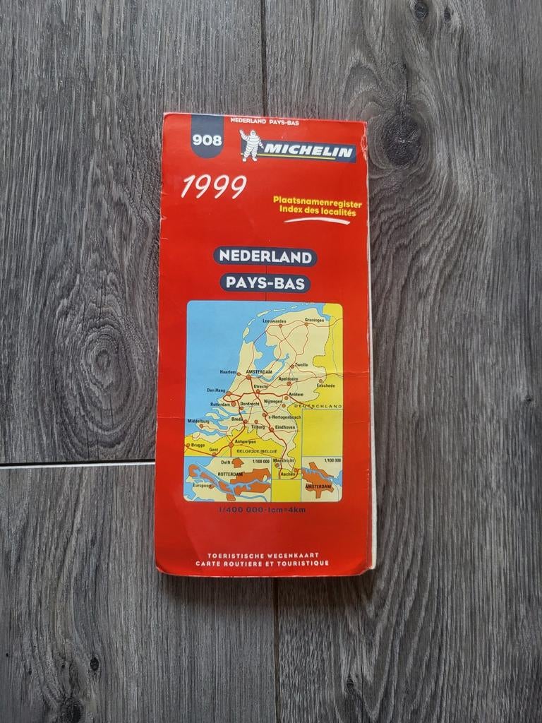 Vintage landkaart / wegenkaart Nederland 1999, Boeken, Atlassen en Landkaarten, Gelezen, Ophalen of Verzenden, Landkaart, 1800 tot 2000