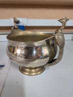 Koperen serveerschaal met pauwen decoratie, Antiek en Kunst, Ophalen of Verzenden