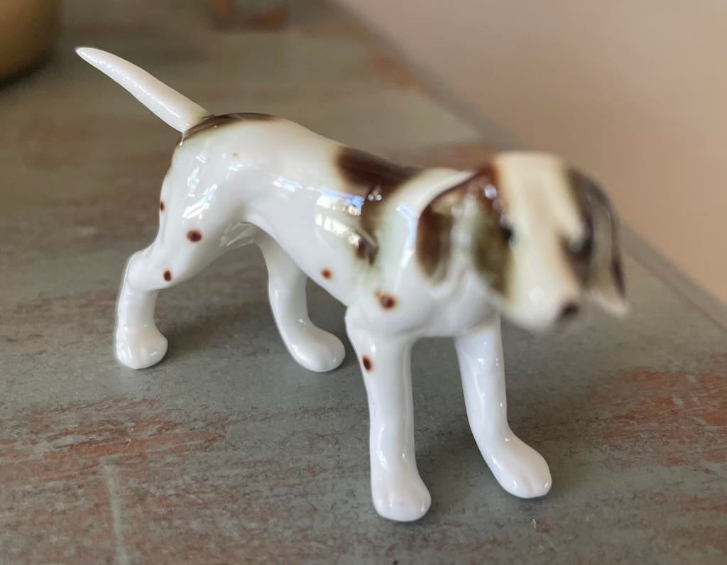 Prachtig porseleinen hond beeldje jachthond pointer, Ophalen of Verzenden, Zo goed als nieuw, Hond of Kat, Beeldje of Figuurtje