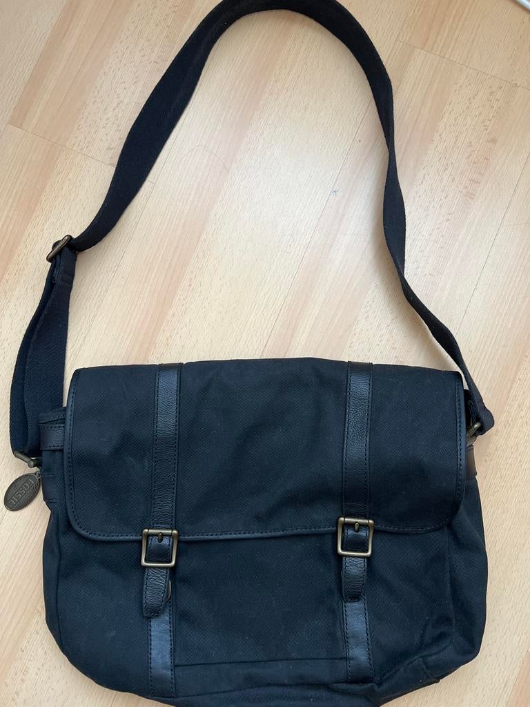 Nieuwe Fossil canvas laptoptas - Zwart, Ophalen of Verzenden, Nieuw, Zwart, Overige merken