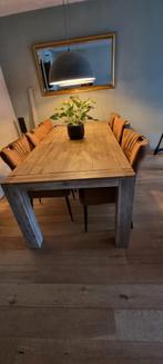 Robuuste houten eettafel., Huis en Inrichting, Ophalen, 100 tot 150 cm, Rustiek, 200 cm of meer