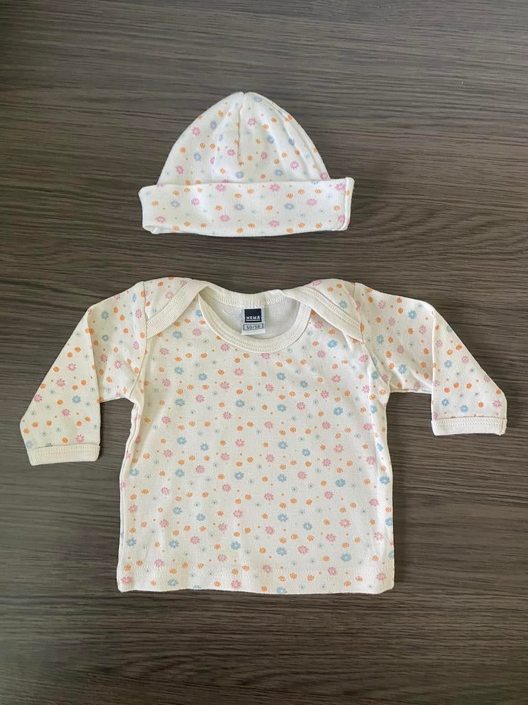 Hema longsleeve en mutje mt. 50/56, Kinderen en Baby's, Babykleding | Maat 50, Verzenden, Zo goed als nieuw, Meisje, Setje