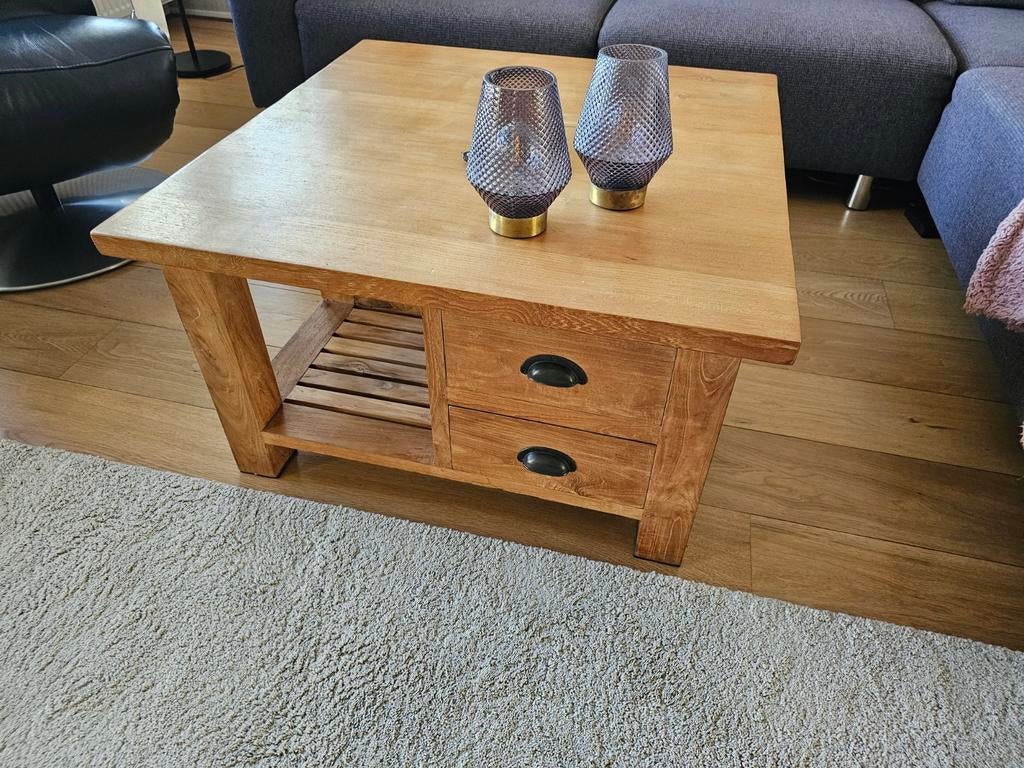 Zware Teak Salontafel 80x80x46, Huis en Inrichting, Tafels | Salontafels, Ophalen
