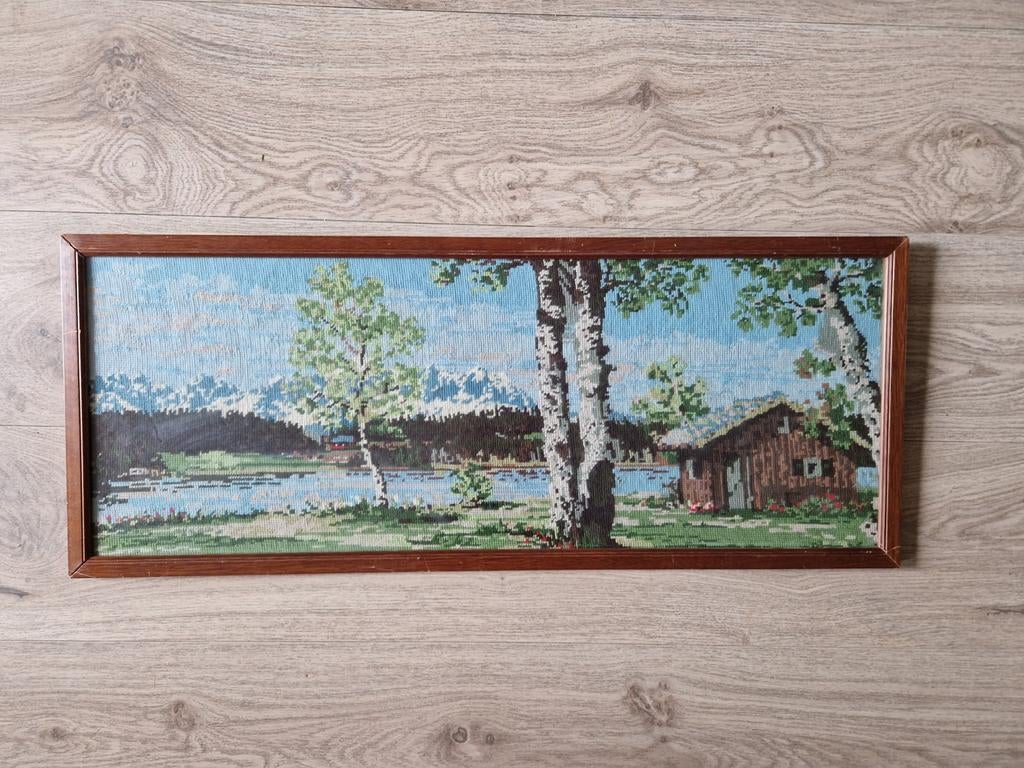 Vintage ingelijst borduurwerk, Wilder Kaiser en Schwarzsee, Ophalen, Gebruikt, Overige typen