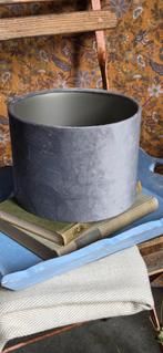 Grijze velvet velours cilinder lampenkap kap kapje, Rond, Modern, Luxe, Velvet, Ophalen of Verzenden, Zo goed als nieuw