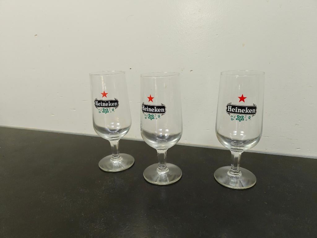 3 vintage glazen Heineken, Ophalen of Verzenden, Zo goed als nieuw, Glas of Glazen, Heineken