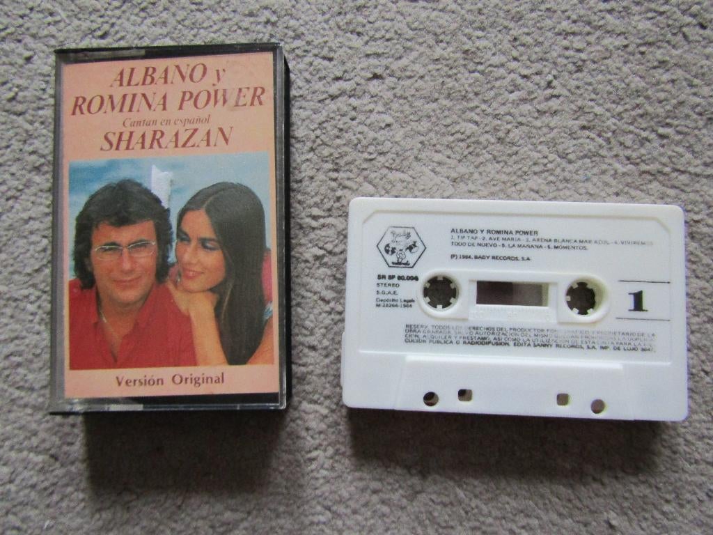 Cassette: Albano & Romina Power - Sharazan, Cd's en Dvd's, Cassettebandjes, Gebruikt, Wereldmuziek, 1 bandje, Ophalen of Verzenden