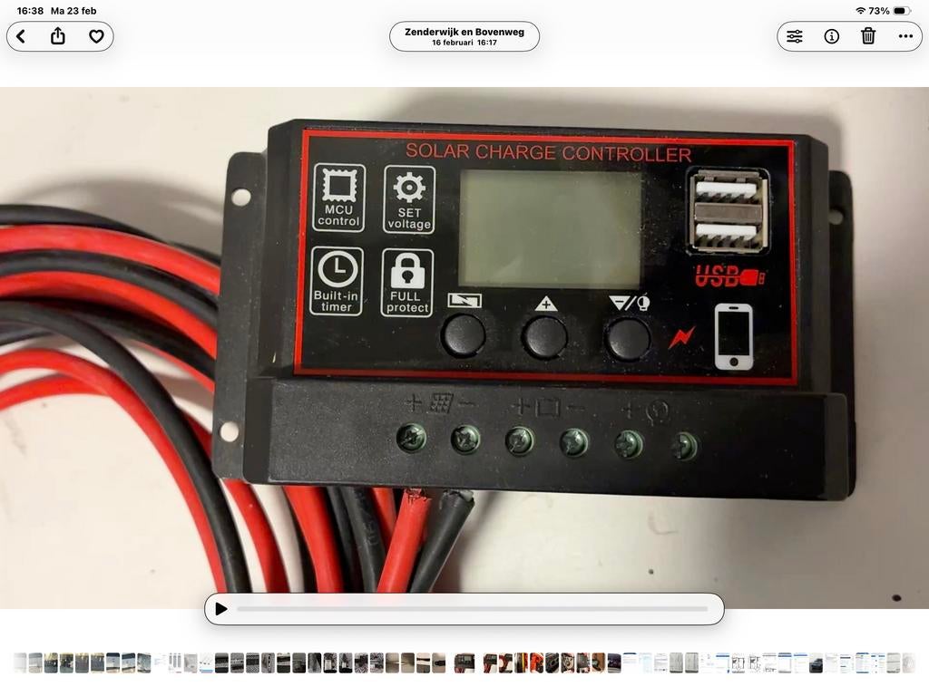 MPPT Solar Laadregelaar met USB-poorten, Ophalen, Gebruikt, Overige merken