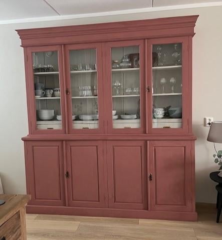 vitrinekast, Huis en Inrichting, Kasten | Vitrinekasten, Ophalen, Gebruikt, Met deur(en), 200 cm of meer